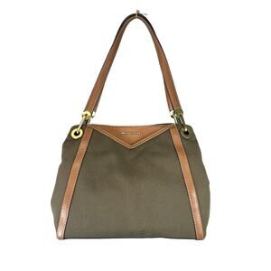 Michael Kors Raven Large Canvas Shoulder Bag Tote Signature‎ Green Signature NEW
